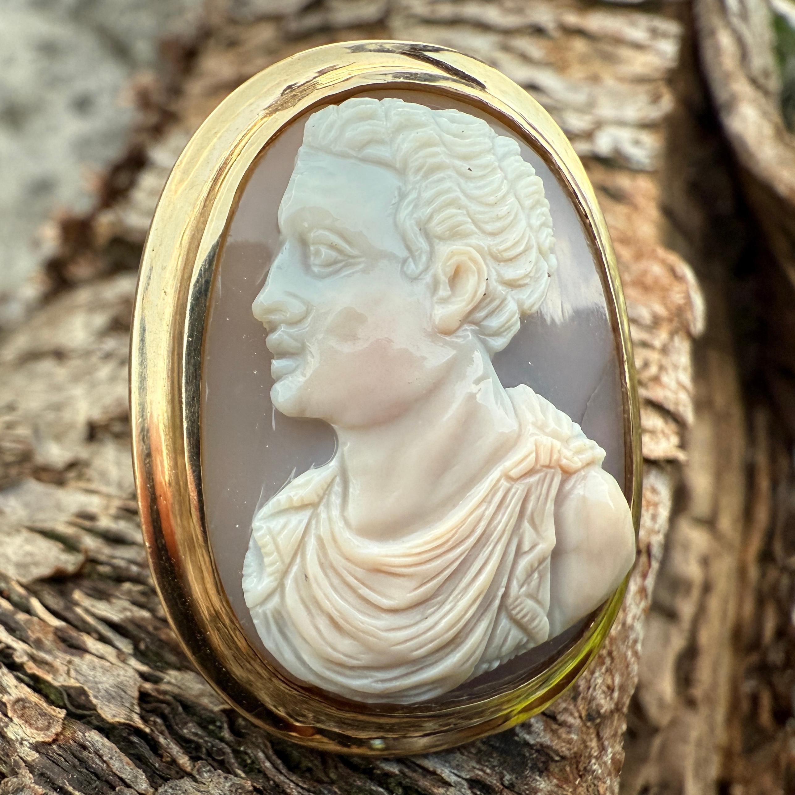 Renaissance-Achat-Kamee-Ring mit der Darstellung eines Julio-Claudianischen Prinzen. im Angebot 8