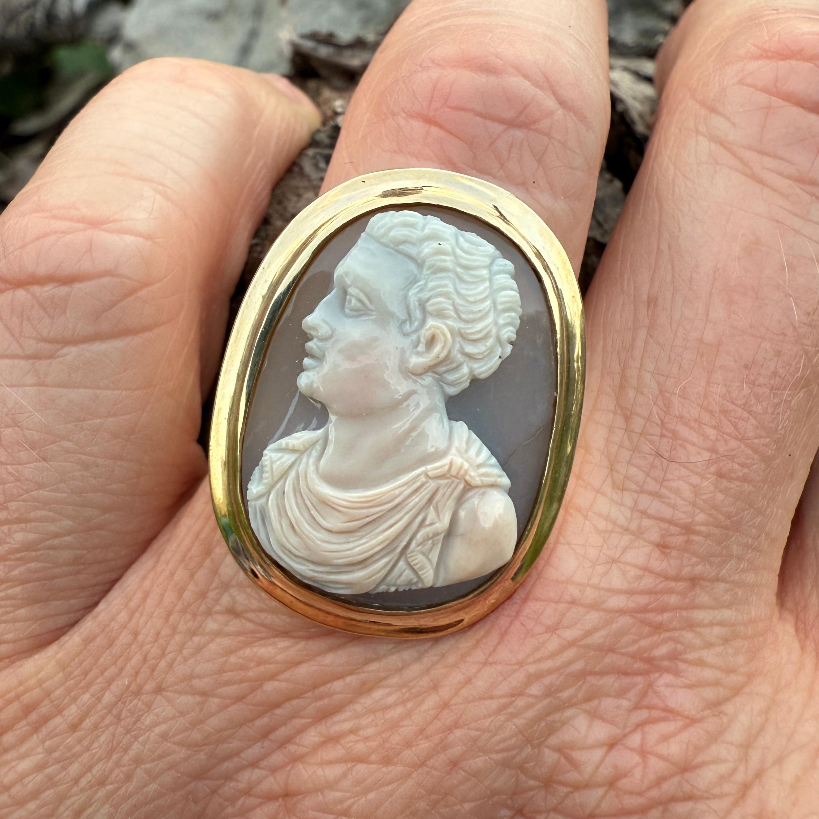 Renaissance-Achat-Kamee-Ring mit der Darstellung eines Julio-Claudianischen Prinzen. im Angebot 10