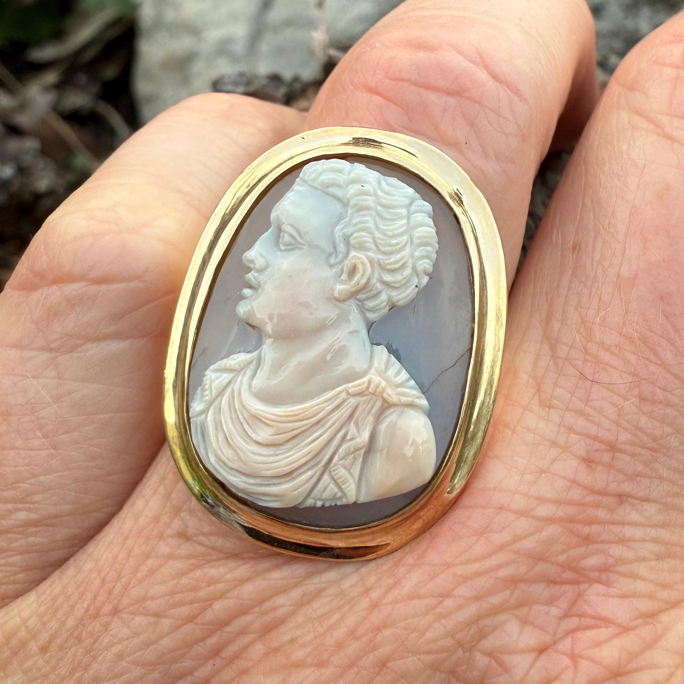Renaissance-Achat-Kamee-Ring mit der Darstellung eines Julio-Claudianischen Prinzen. im Angebot 11