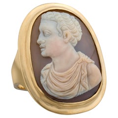 Renaissance Agate Cameo Ring Depicting a Julio-Claudian Prince.
