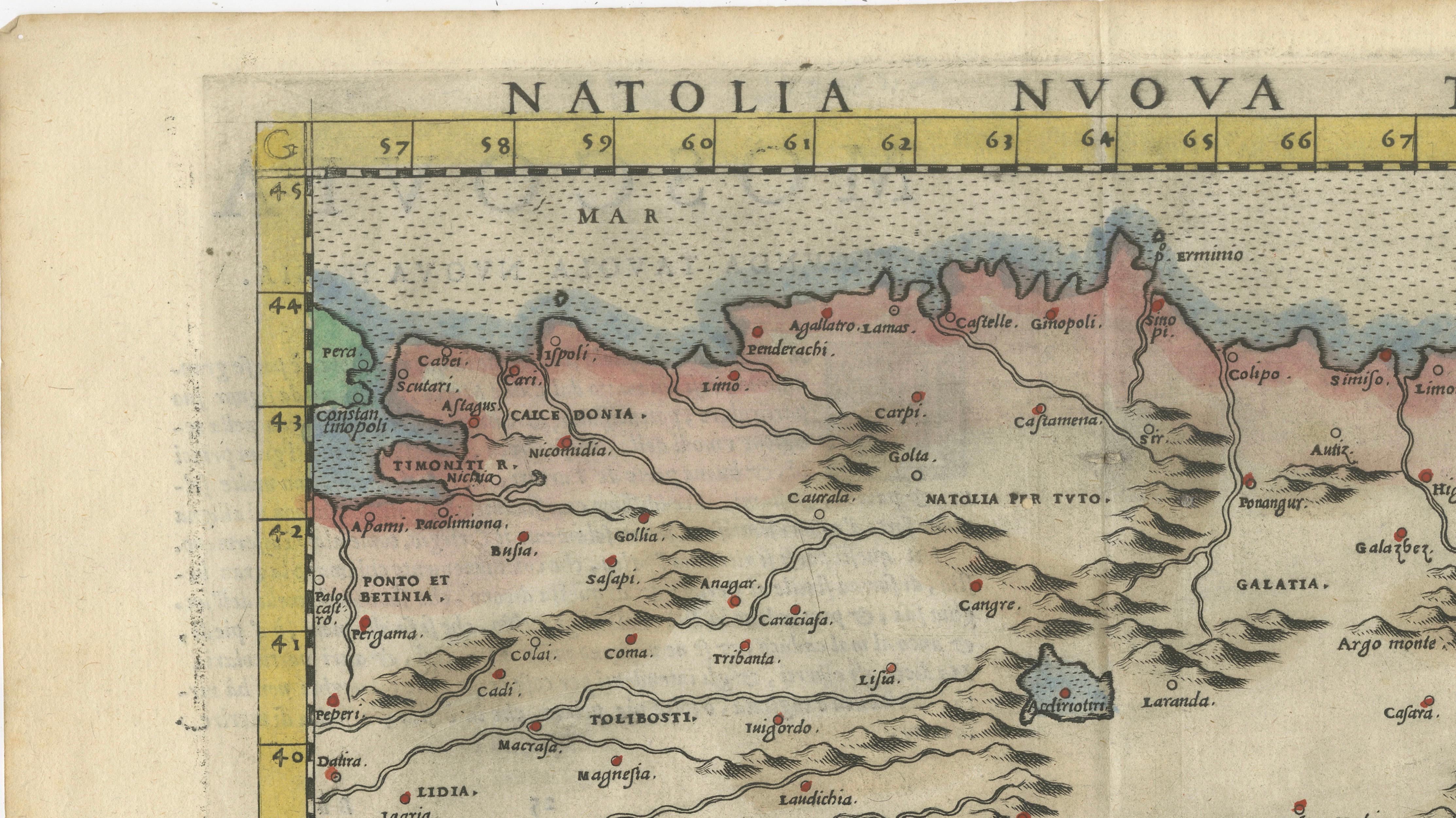 Renaissance Anatolia Map, Natolia Nuova Tavola, Italian Atlas c.1598