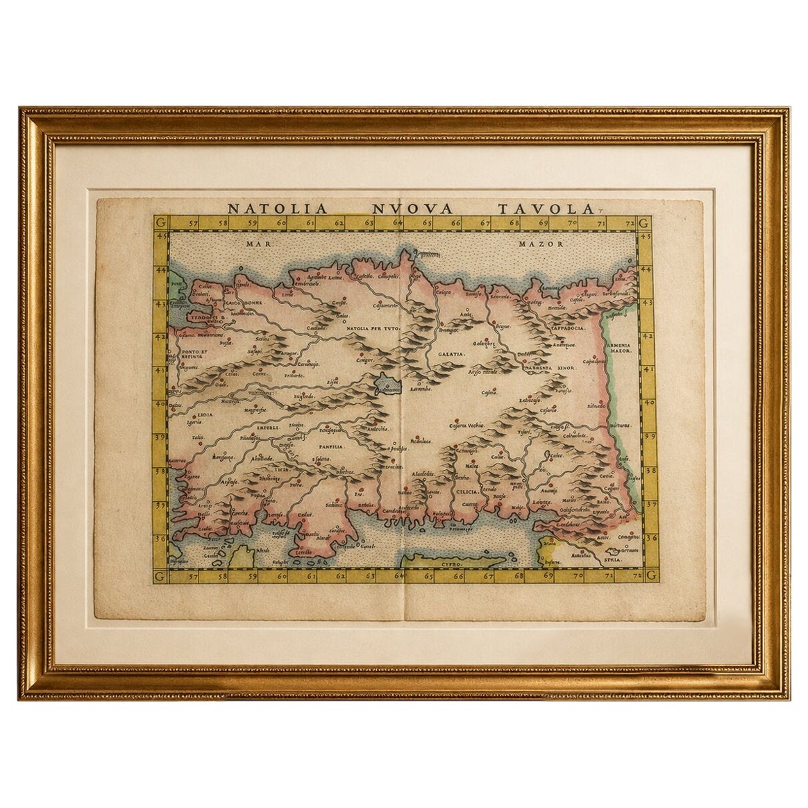 Renaissance Anatolia Map, Natolia Nuova Tavola, Italian Atlas c.1598