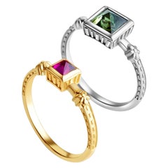 Renaissance Antique Inspired Ruby High Carat Gold Ring