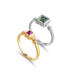 Renaissance Antique Inspired Tourmaline High Carat Gold Ring
