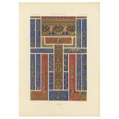 Ornement architectural de la Renaissance - Rinceaux et chérubins dorés, Pl. LXVI, 1869