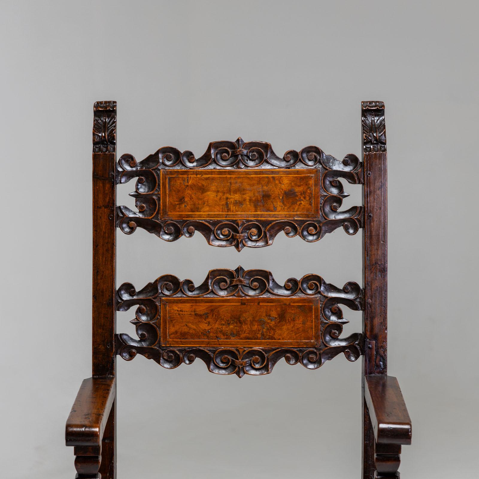 18th Century and Earlier Renaissance Armchair, Italy 17th Century For Sale