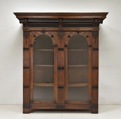 Used Renaissance Baroqu Large Flemish Display Cabinet in Oak, 18th Century