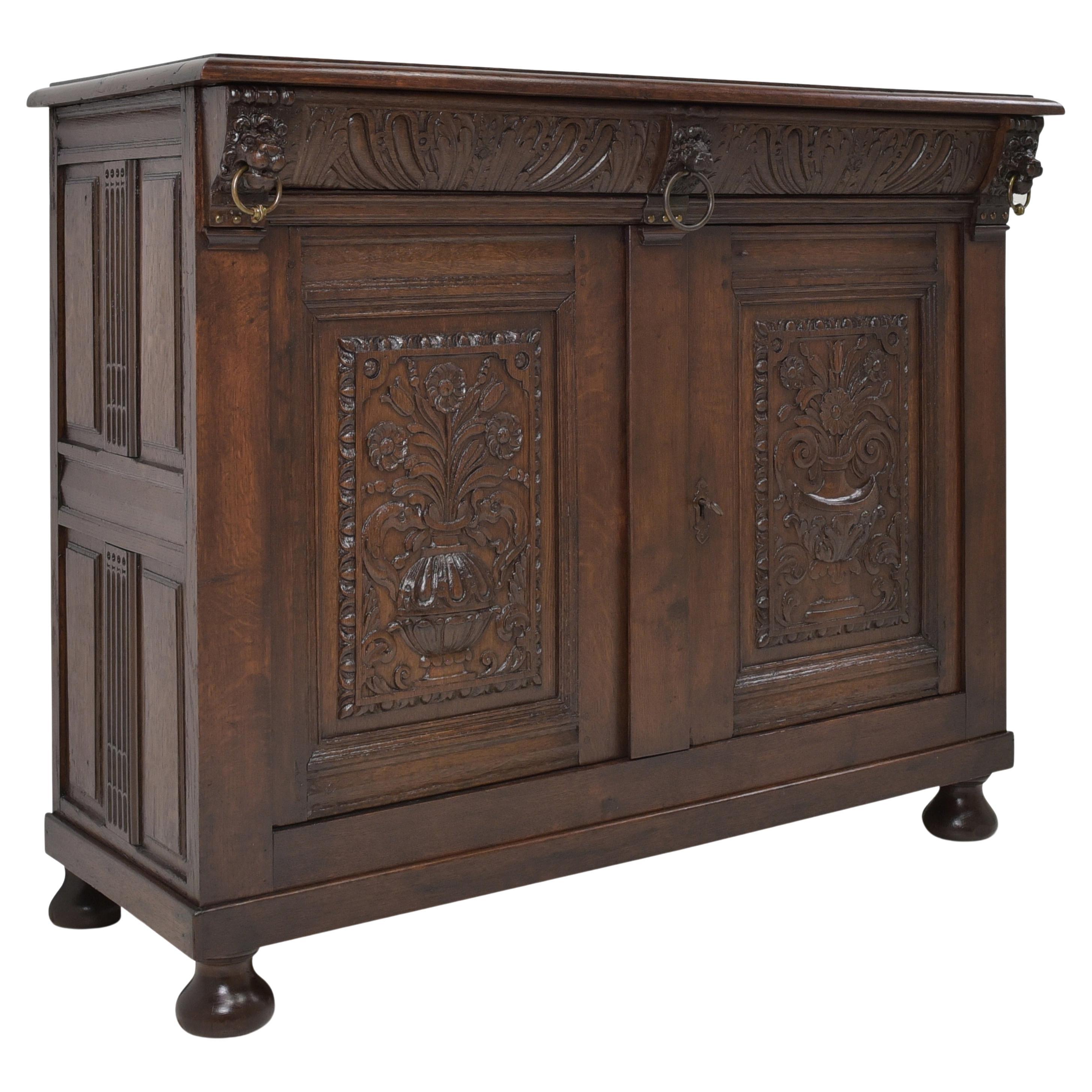 Renaissance Baroque Sideboard / Chest of Drawers / Cabinet in Oak, 1750 For Sale