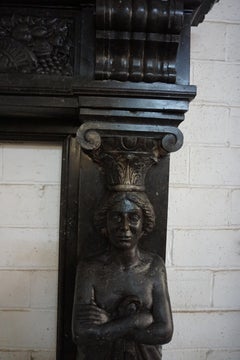 Renaissance Bluestone Mantel Depicting the King and Queen of Belgium