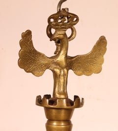 Renaissance Bronze Chandelier With 8 Light Arms Decorated With Birds