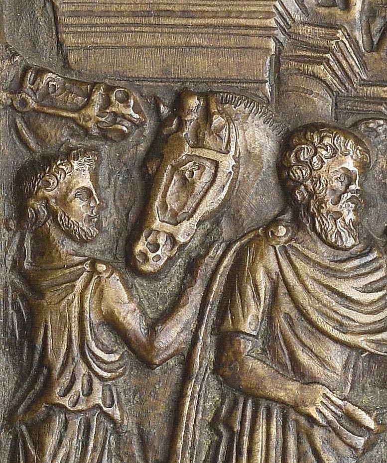 Italian Renaissance Bronze Plaquette of the Christian Legend of Augustus and the Sibyl