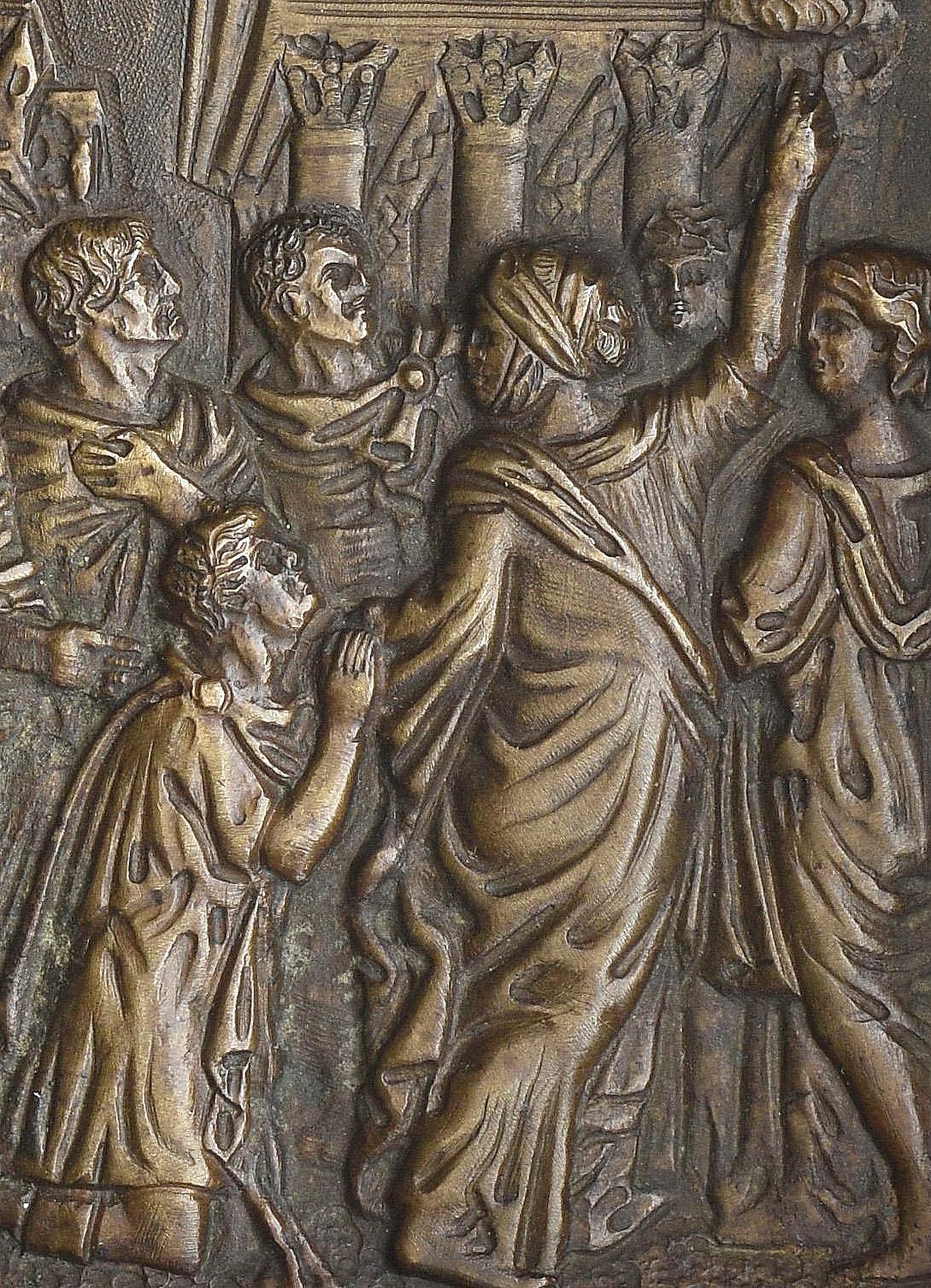 Cast Renaissance Bronze Plaquette of the Christian Legend of Augustus and the Sibyl