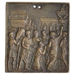 Plaquette en bronze de la Renaissance de la légende chrétienne d'Auguste et de Sibylle