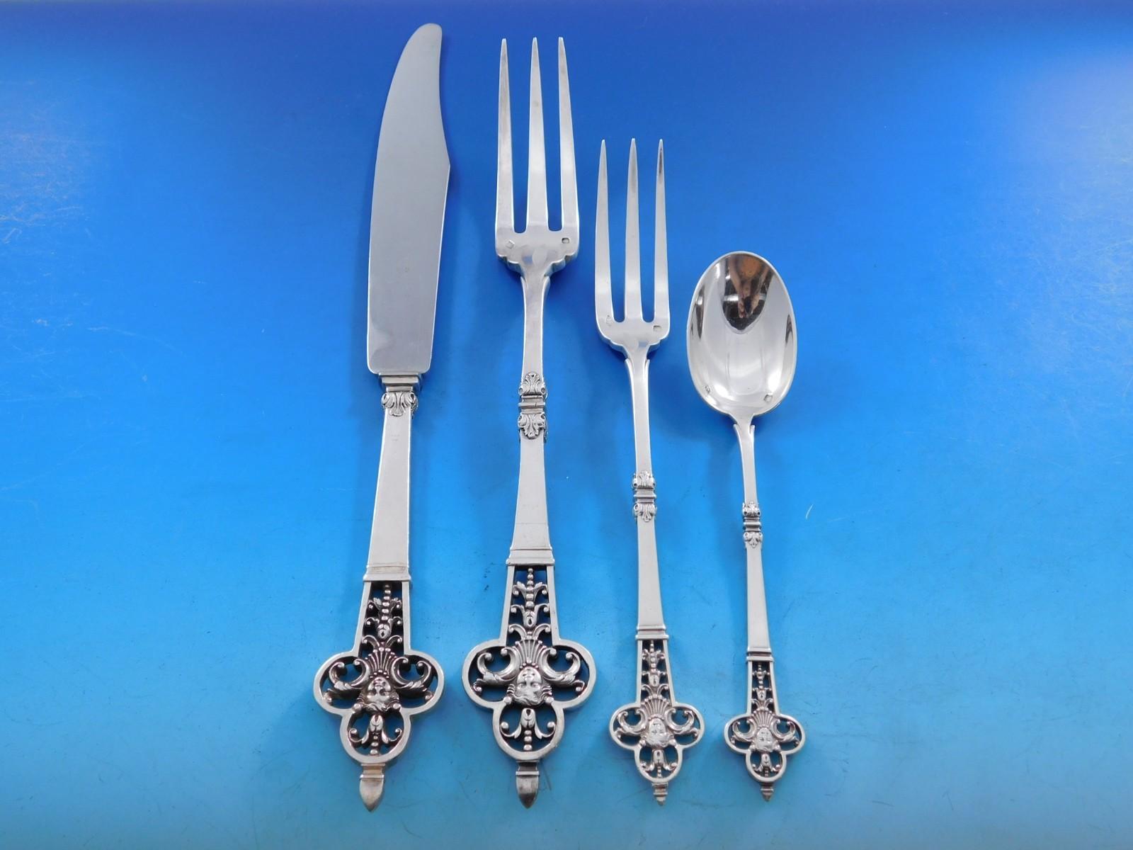 Renaissance von Christofle, Besteckset aus Sterlingsilber, 59 Teile im Angebot 3