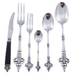 Set di posate in argento Sterling Renaissance by Christofle France 84 pezzi