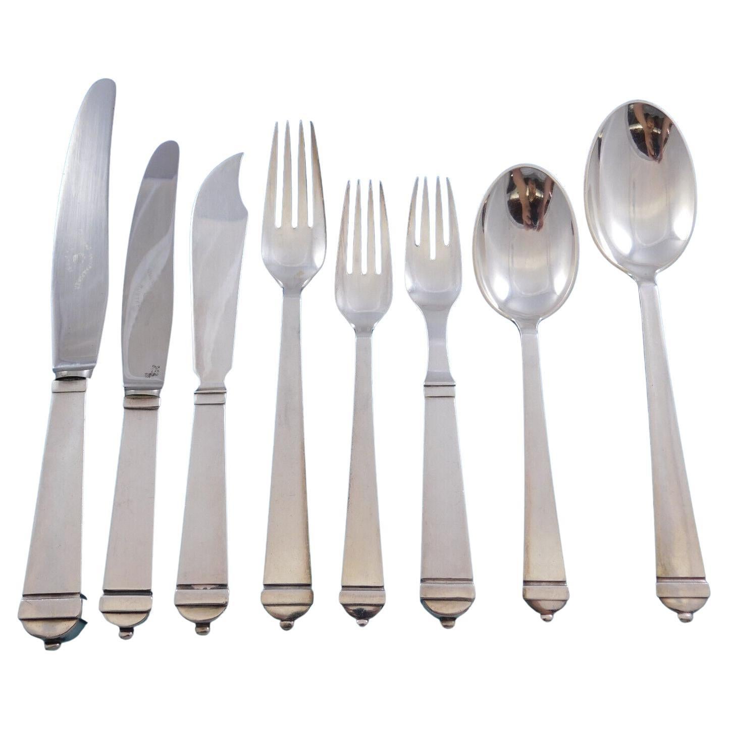 Set di posate in argento danese Renaissance by Fogh of Denmark Servizio 64 pezzi