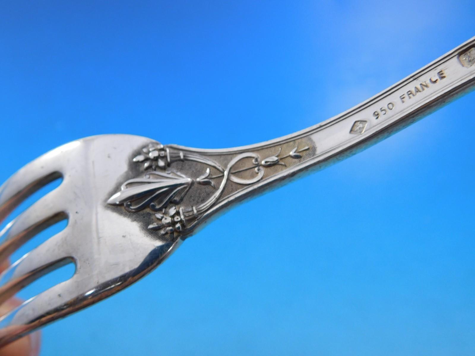 Renaissance by Plasait Orfevres 950 Silver Flatware Set Service Dinner 71 pcs In Excellent Condition For Sale In Big Bend, WI