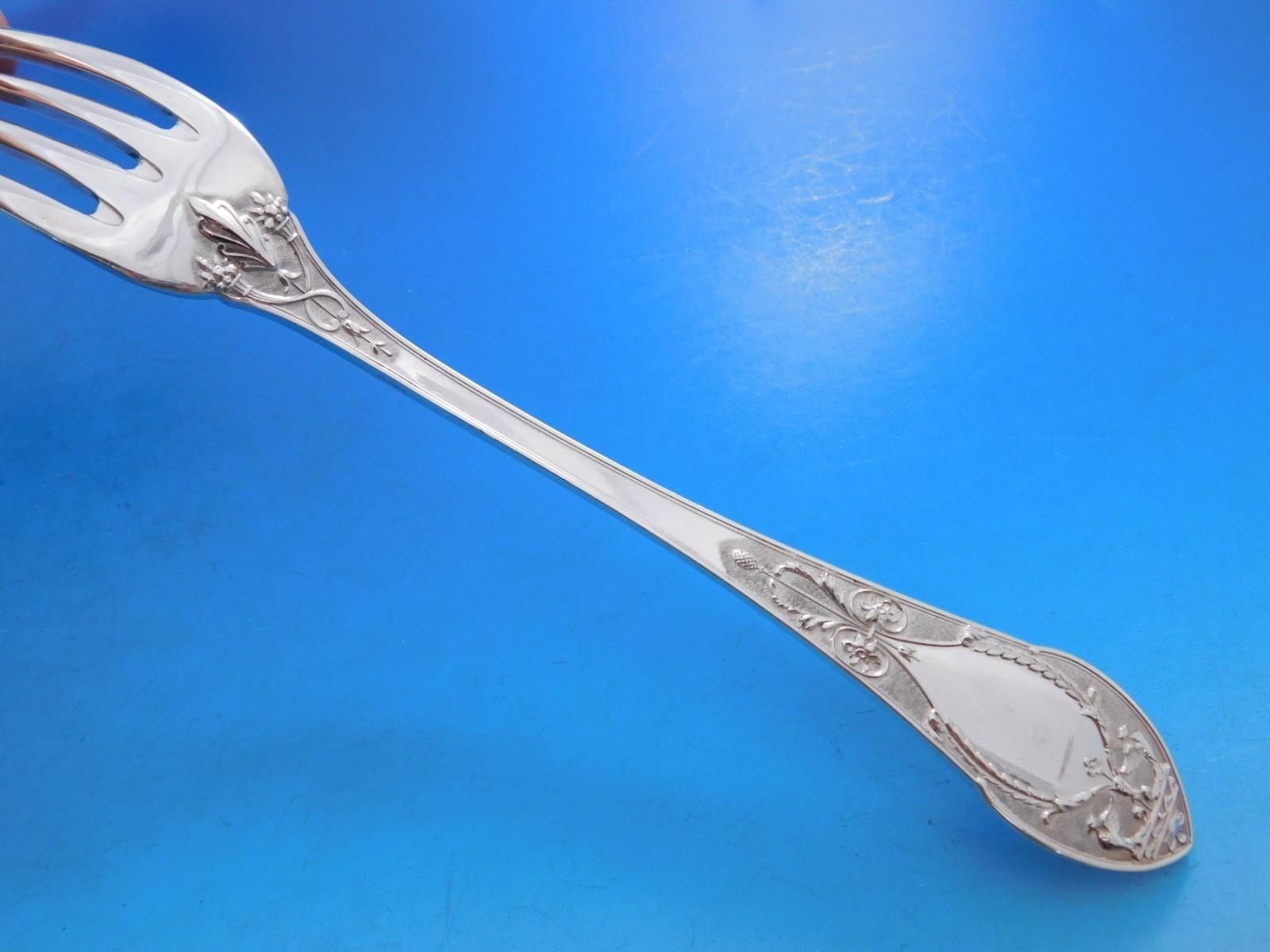 Dinner Size Renaissance von Plasait Orfevres (Französisch), Besteck aus Sterlingsilber, 72 Teile. Dieses Set enthält:

12 große Tafelmesser, 10