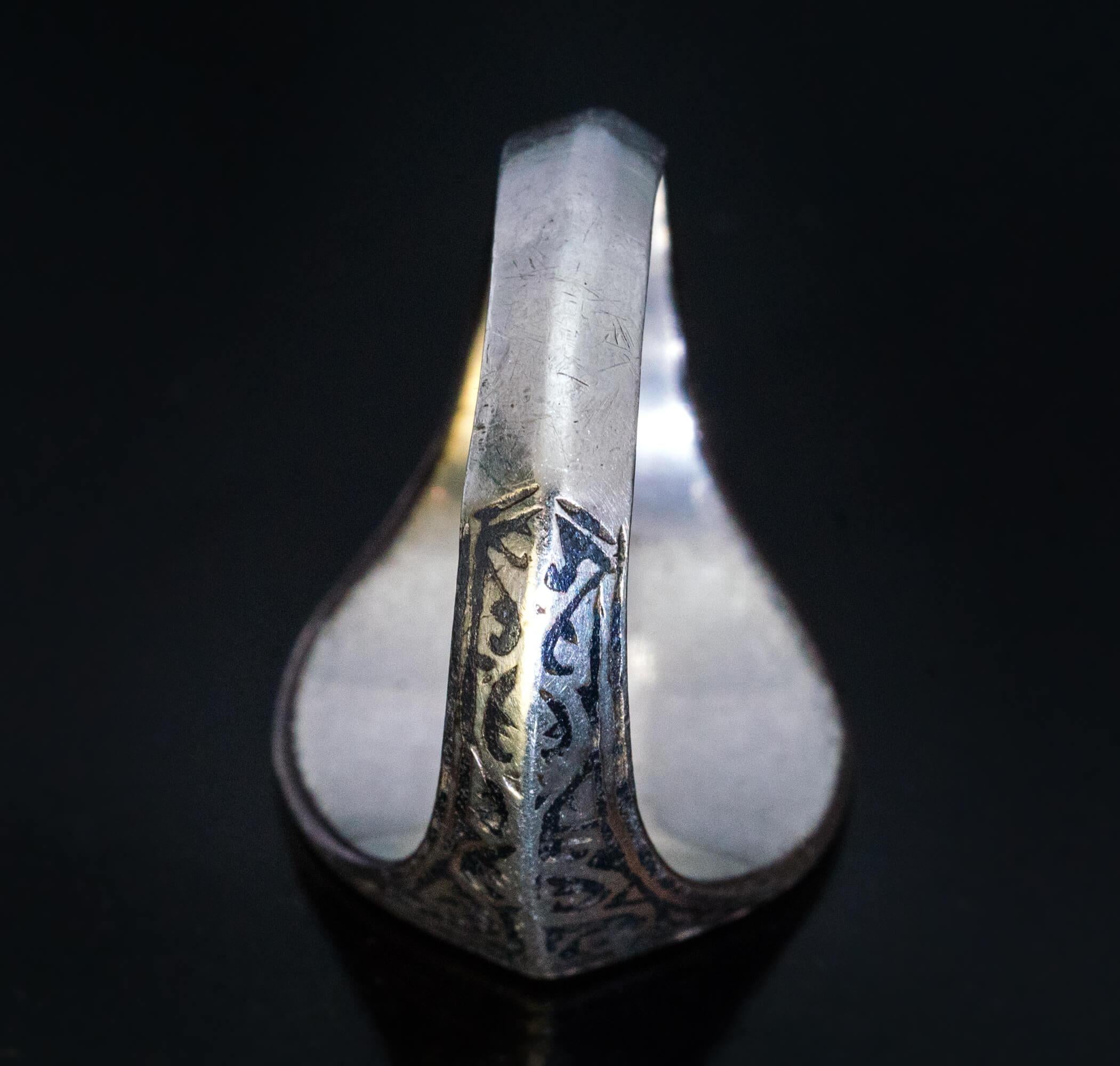 Women's or Men's Renaissance C.1580 Gilded Silver Niello Signet Ring For Sale