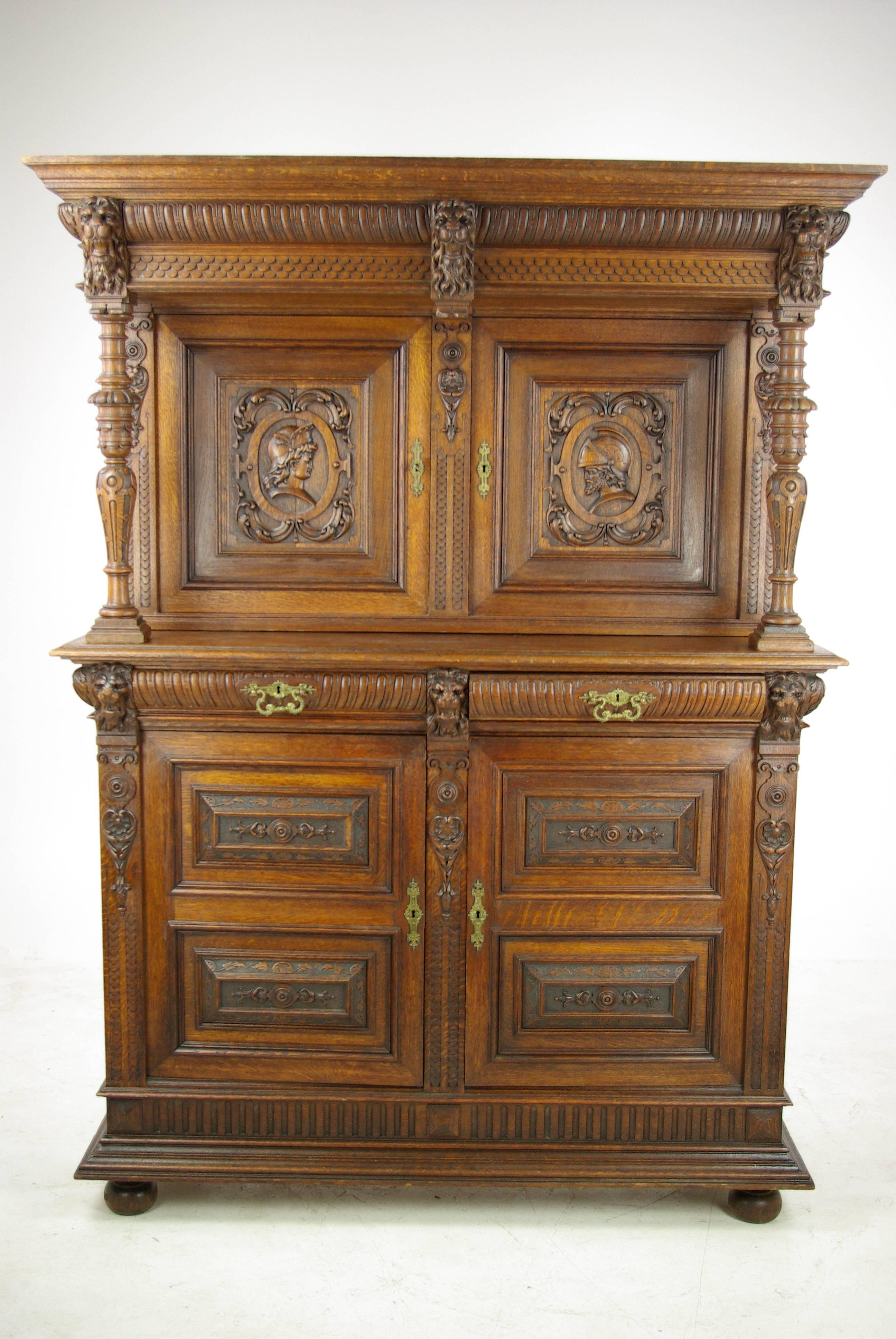 Renaissance Cabinet, Heavily Carved Cabinet, France 1880, REDUCED! 9