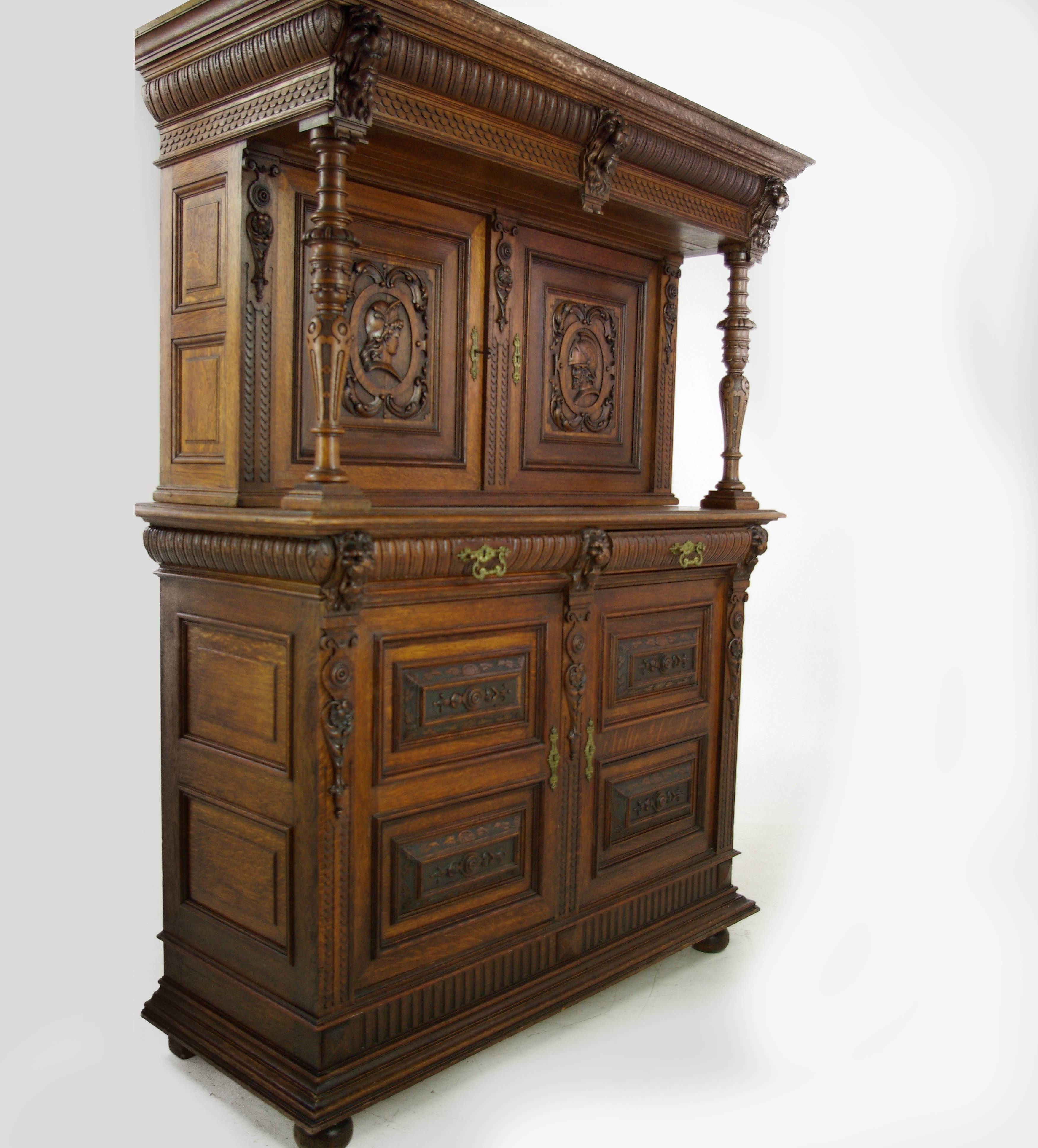 Renaissance Cabinet, Heavily Carved Cabinet, France 1880, REDUCED! 11