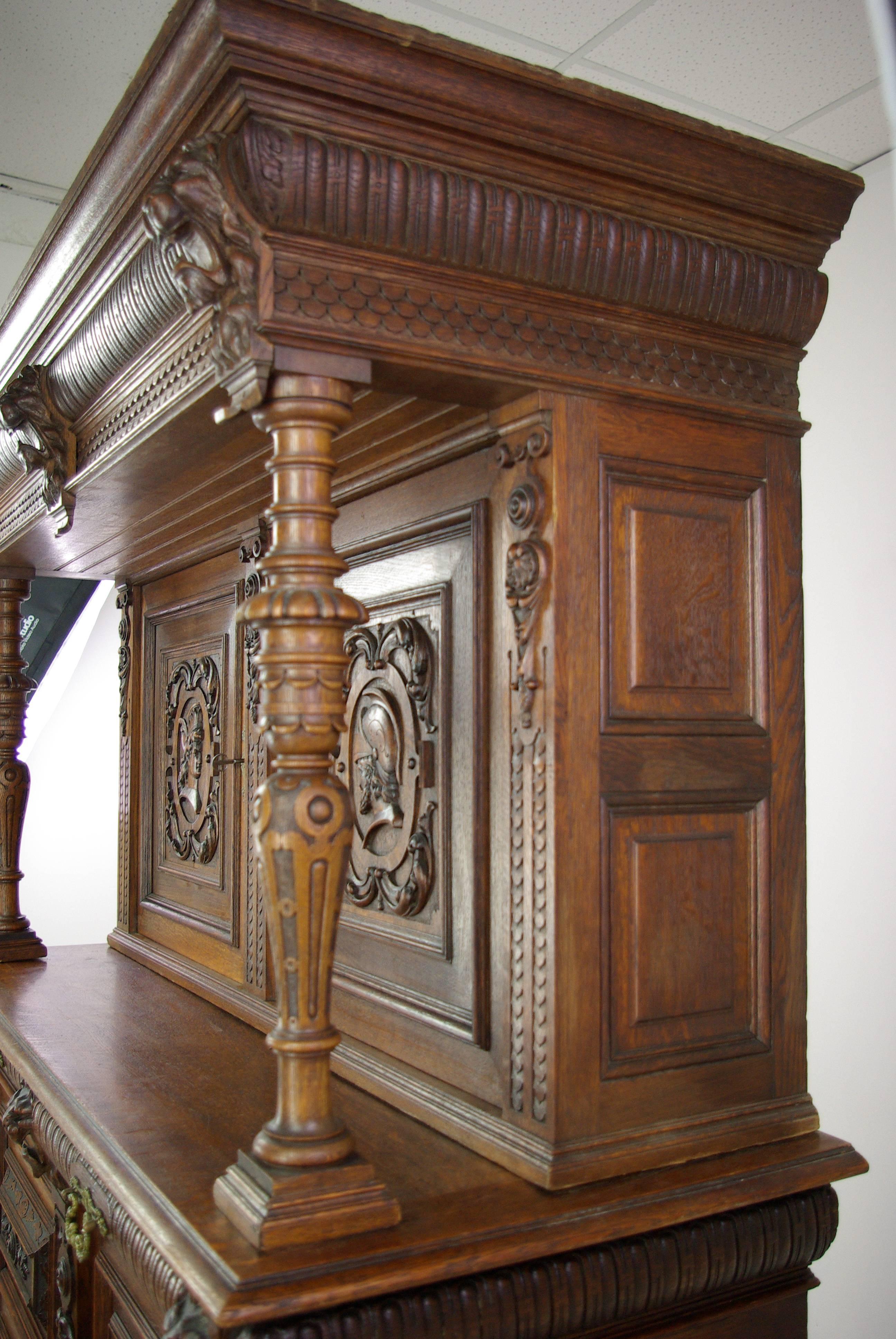 Oak Renaissance Cabinet, Heavily Carved Cabinet, France 1880, REDUCED!
