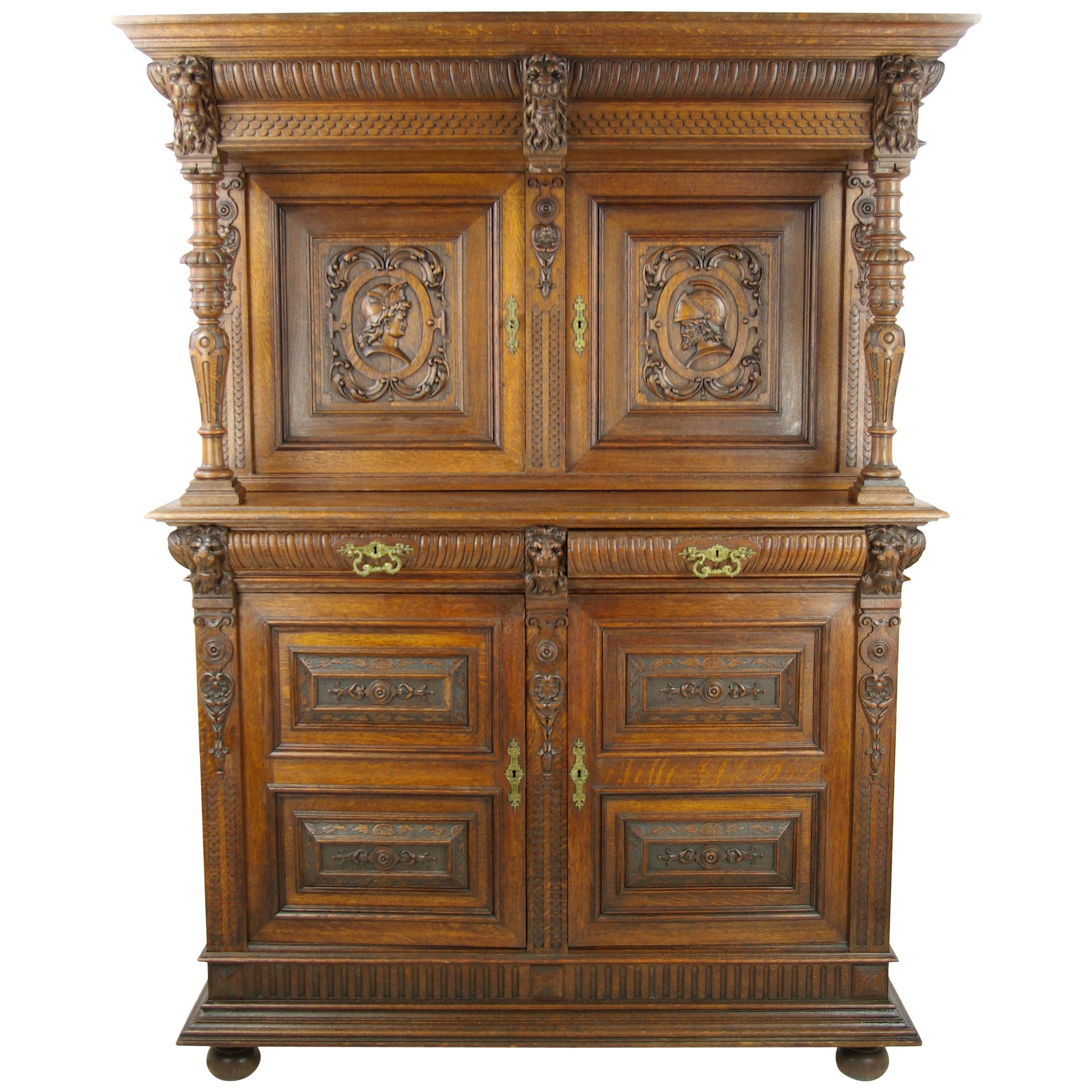 Renaissance Cabinet, Heavily Carved Cabinet, France 1880, REDUCED!