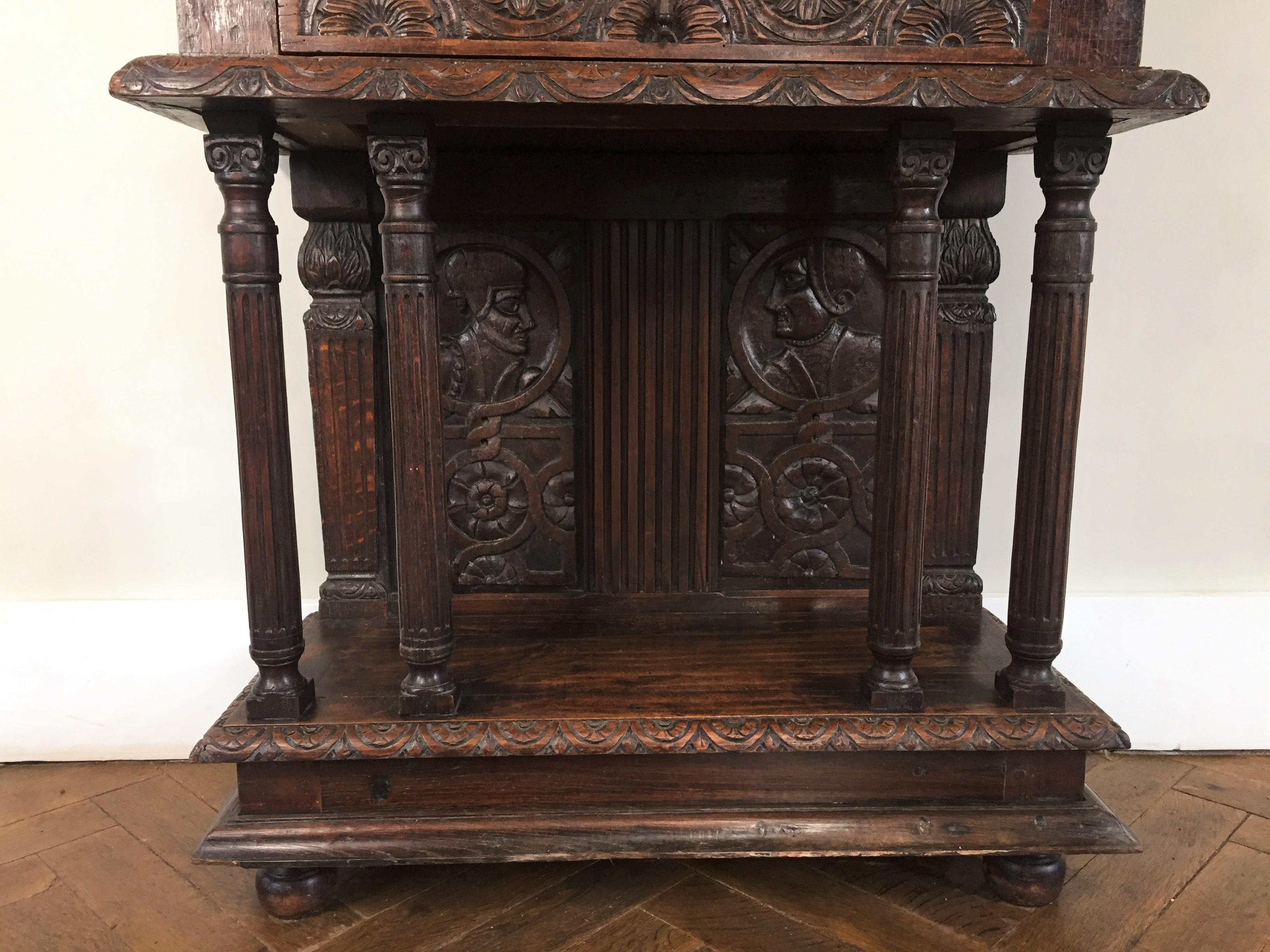 Renaissance Cabinet in Richly Carved Oak, circa 1600 2