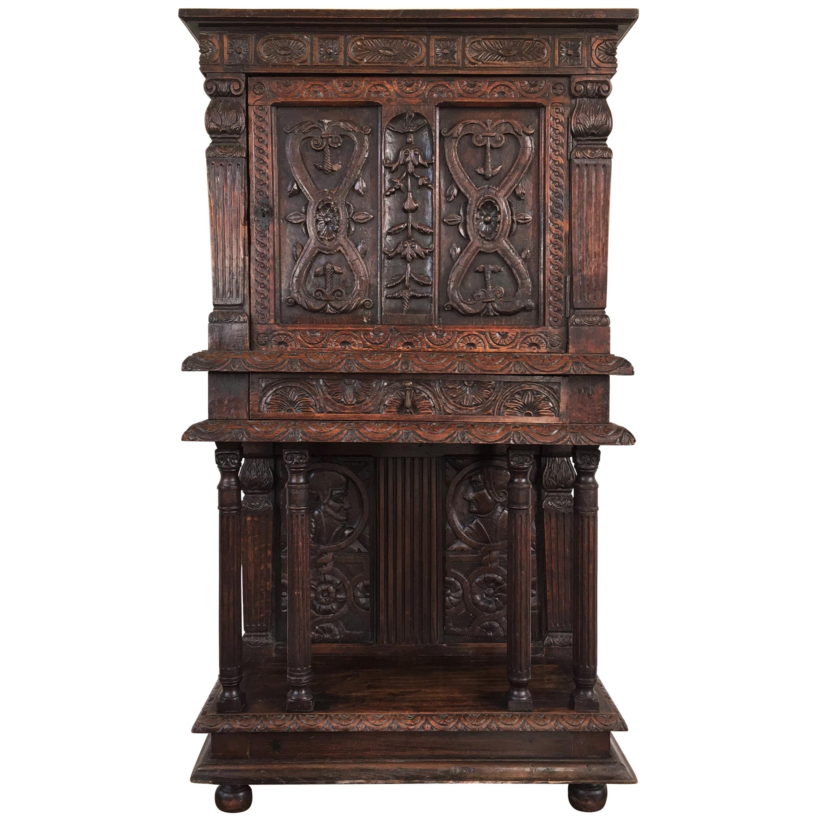 Renaissance Cabinet in Richly Carved Oak, circa 1600