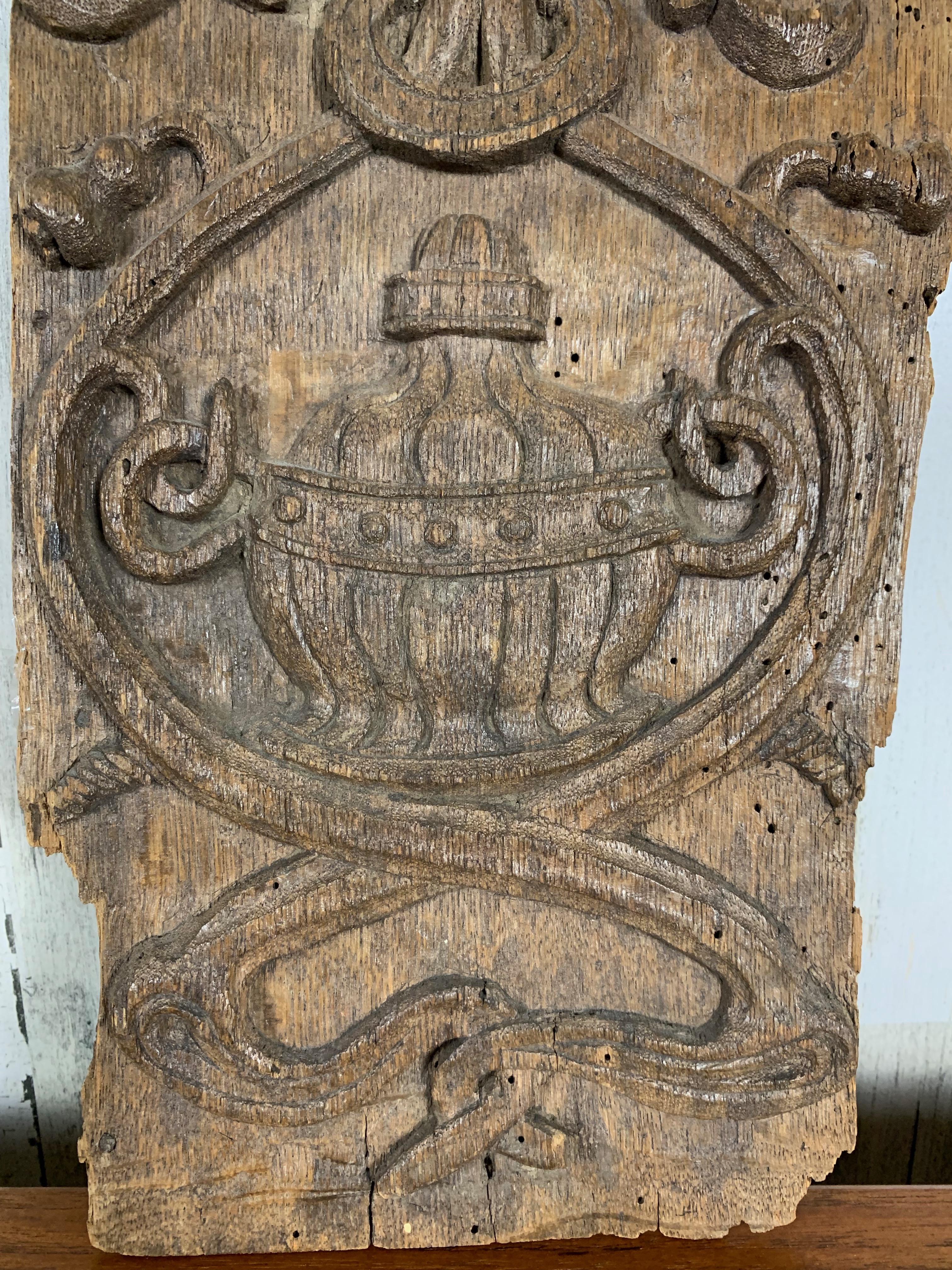 18th Century and Earlier Renaissance Carved French Oak Panel For Sale