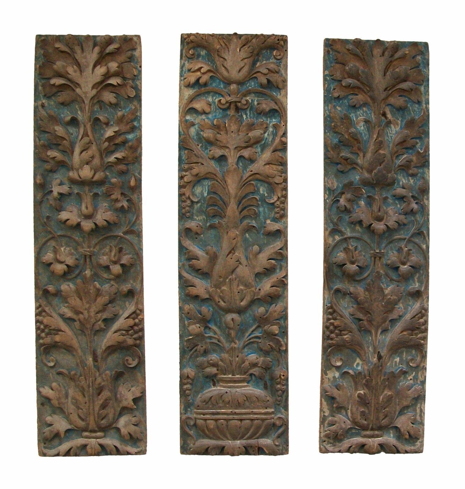 Renaissance Carved & Painted Fruitwood Panels, Signed, France, 16th Century 1