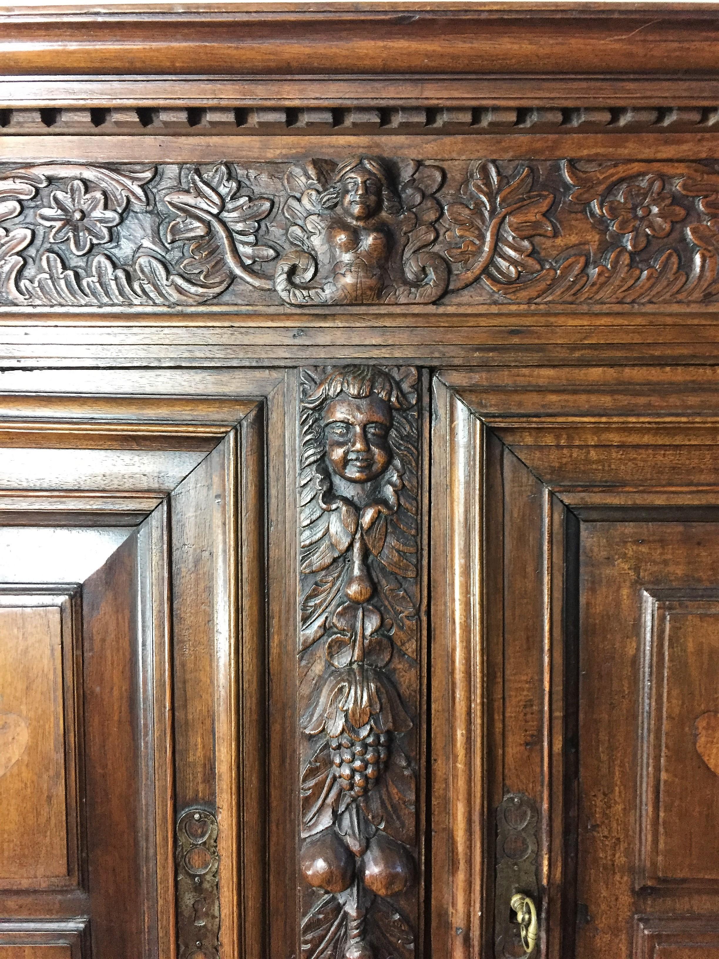 18th Century and Earlier French Carved Walnut Double Trunk Buffet - Renaissance circa 1600 - France For Sale