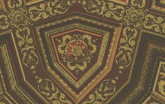 Renaissance Ceiling Design – Gold & Red Geometric Panel Pattern, Plate LXV, 1869
