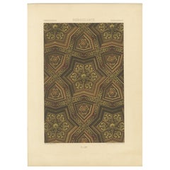 Plafond de la Renaissance - Panneau géométrique or et rouge, planche LXV, 1869