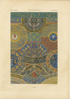 Adorno de techo renacentista - Grabado decorativo antiguo, Lámina LIX, 1869