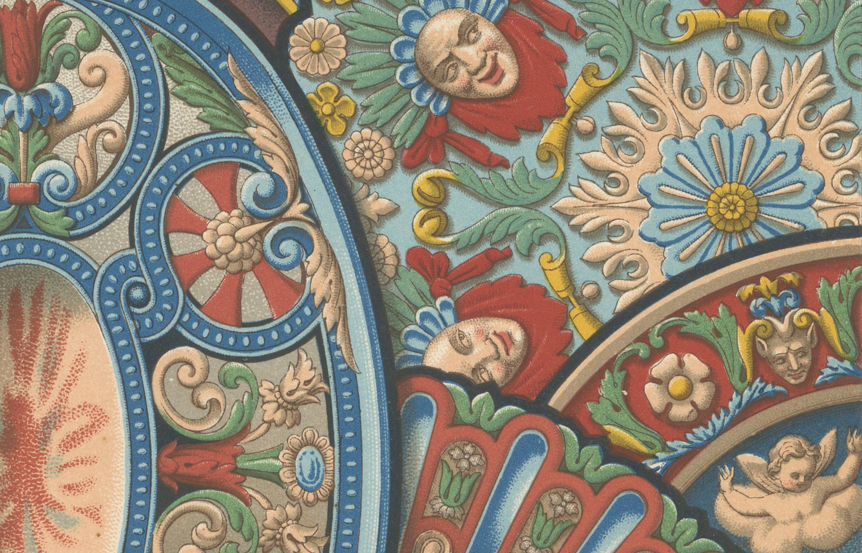 XIXe siècle Ornement de plafond Renaissance - Médaillons mythologiques et grotesques, 1869 en vente