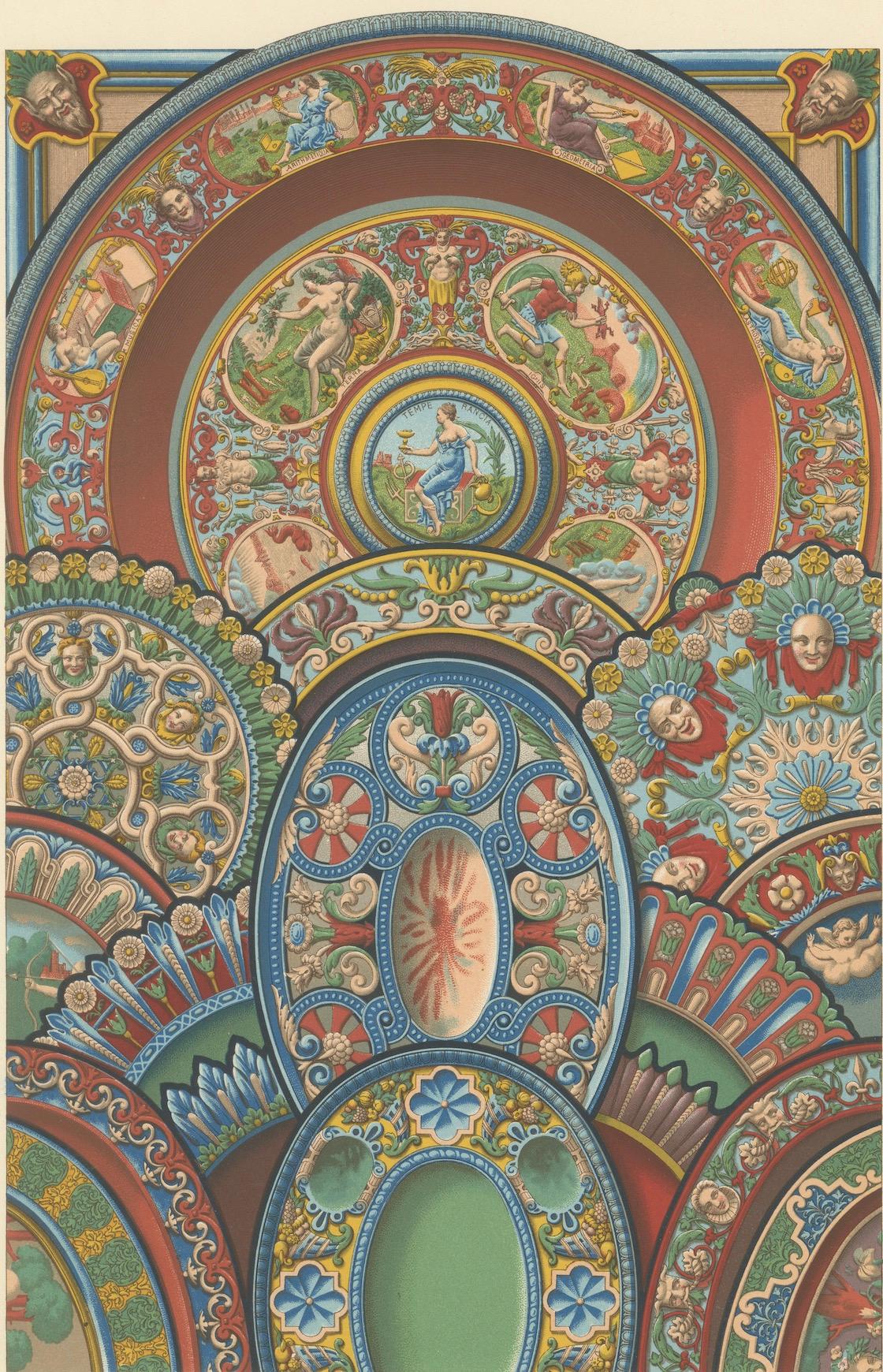 Ornement de plafond Renaissance - Médaillons mythologiques et grotesques, 1869 en vente 2