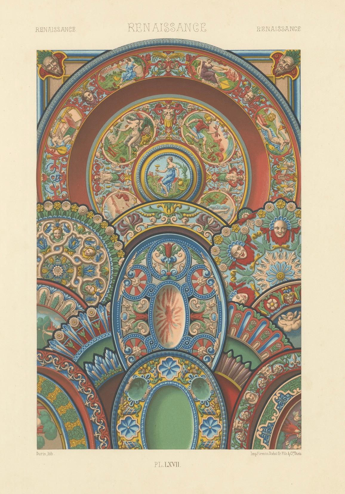 Ornement de plafond Renaissance - Médaillons mythologiques et grotesques, 1869 en vente 3