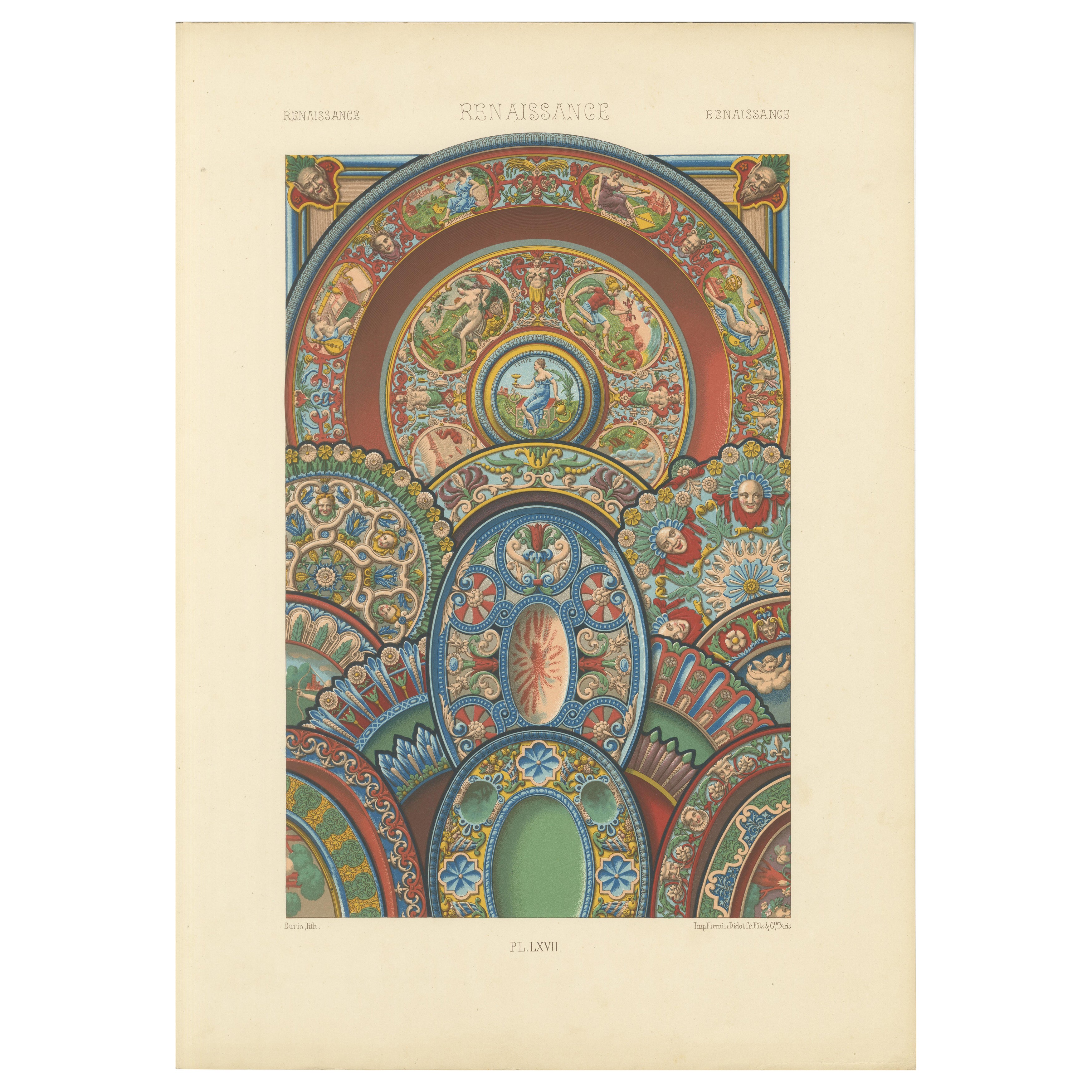 Ornamento renacentista para techo - Medallones mitológicos y grotescos, 1869