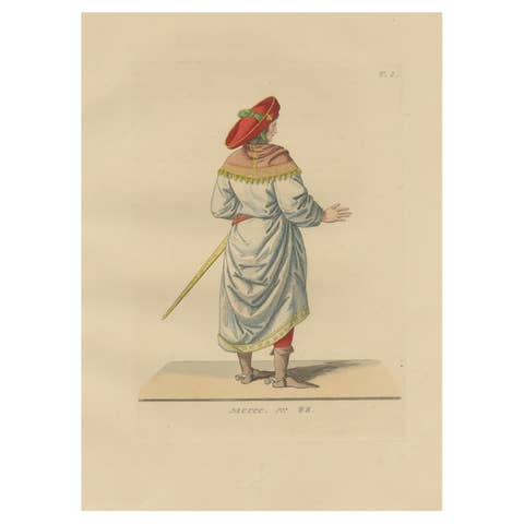 Renaissance Courtier from Behind – Red Hat and Sword, 15th Century, pub.1845