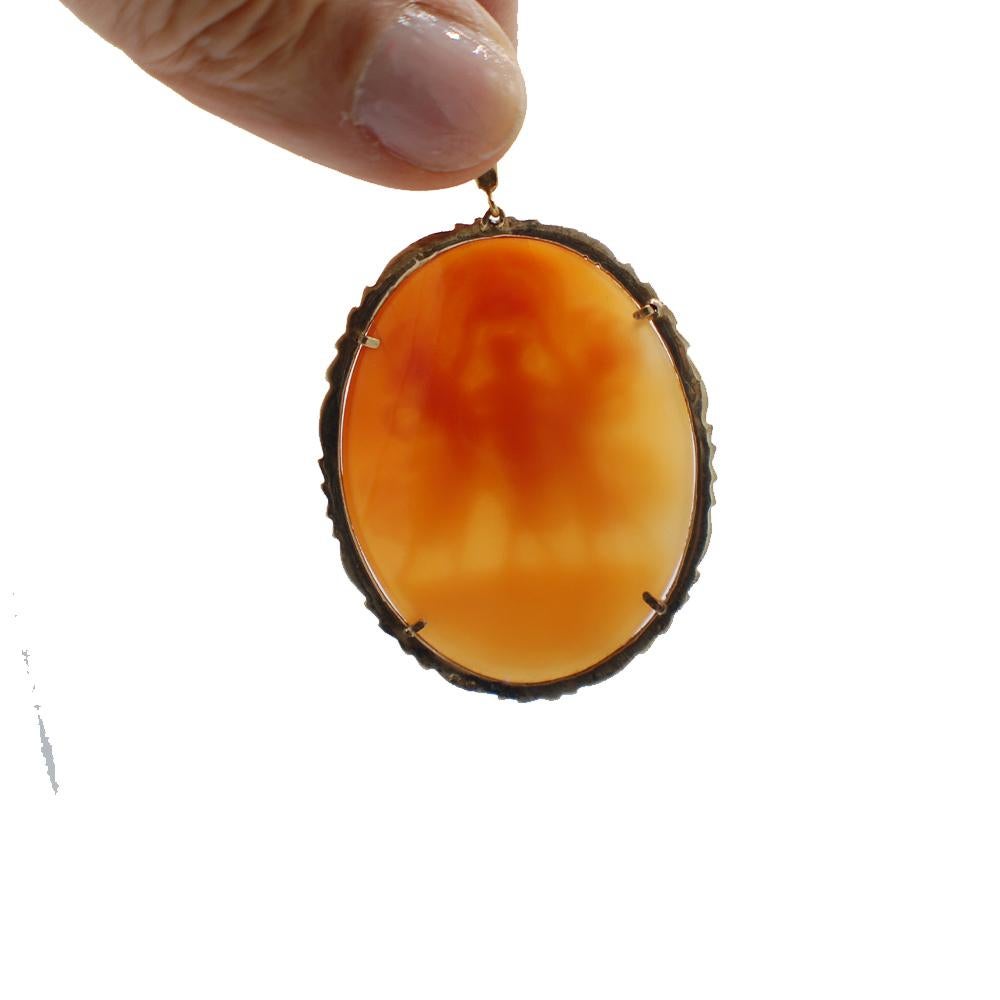 Neoclassical Renaissance Dancers of Love Cameo Pendant Set in 18 Karat Yellow Gold