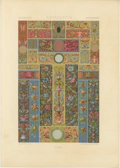 Bordes y paneles decorativos renacentistas - Grotescos ricamente coloreados, 1869