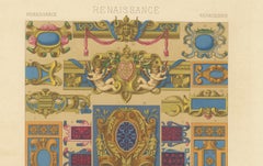 Renaissance Decorative Cartouches & Motifs – Antique Lithograph, ca.1869