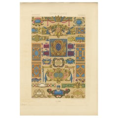 Cartuchos y motivos decorativos renacentistas - Litografía antigua, ca.1869