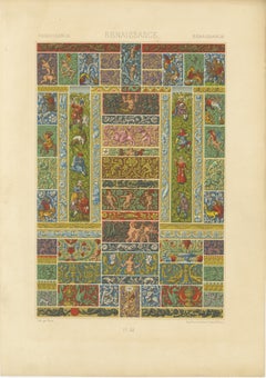 Frisos decorativos renacentistas - Grotescos, querubines y heráldica, Lámina LI, 1869
