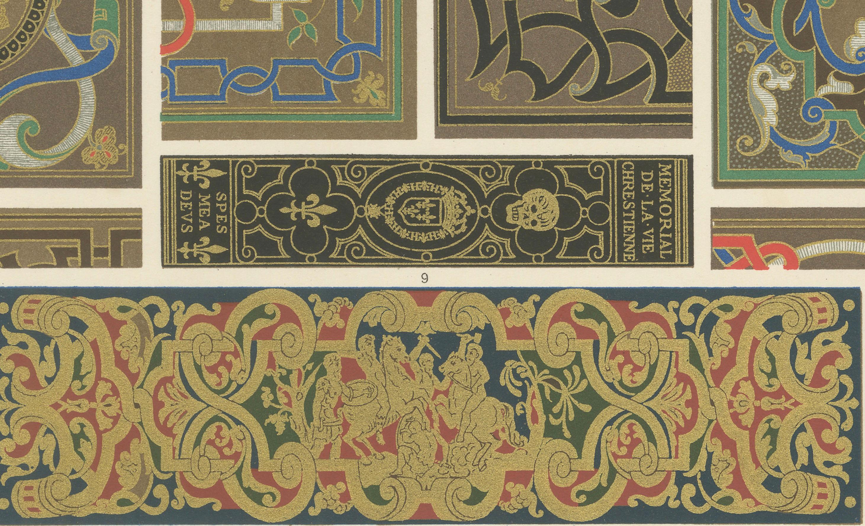 Paneles decorativos del Renacimiento - Ornamento de los siglos XVI-XVII, Placa LXIX, 1869 siglo XIX en venta