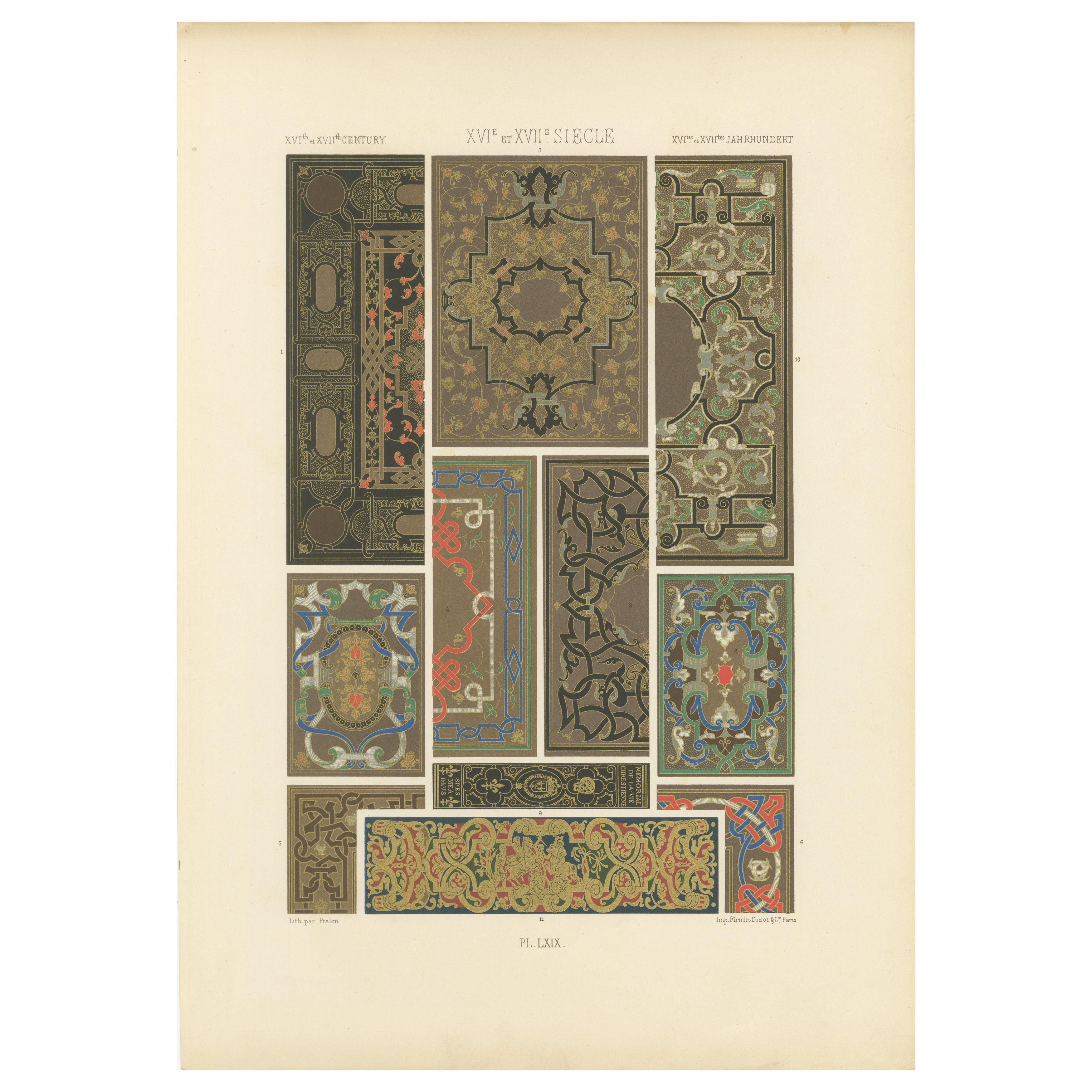 Paneles decorativos del Renacimiento - Ornamento de los siglos XVI-XVII, Placa LXIX, 1869