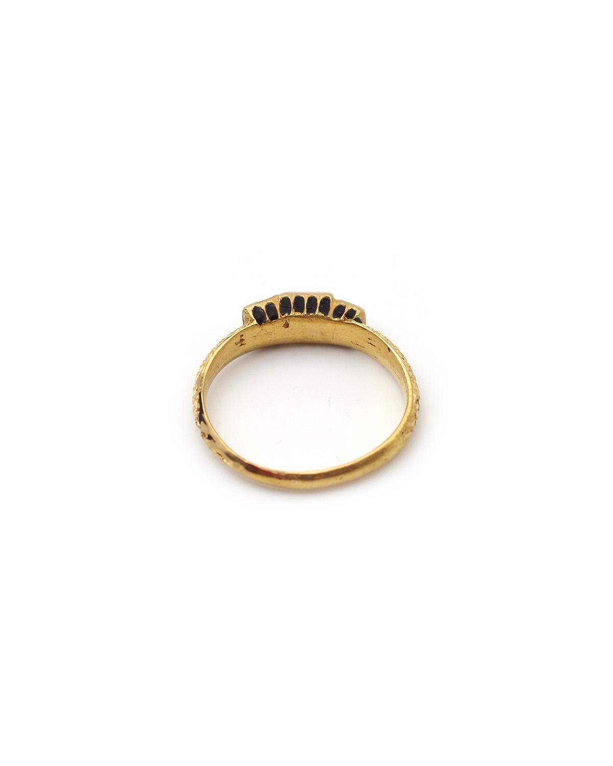 da uomo o donna Anello rinascimentale con diamante in oro 22k, diamante taglio tavolo, anello con diamante antico in vendita