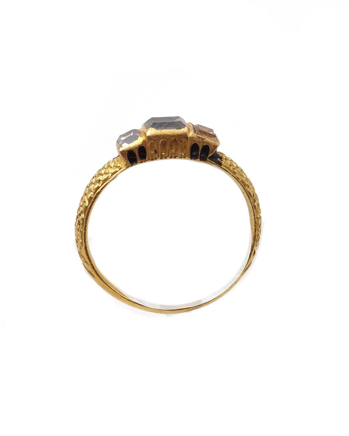 Anello rinascimentale con diamante in oro 22k, diamante taglio tavolo, anello con diamante antico in vendita 3