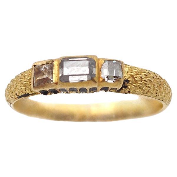 Anello rinascimentale con diamante in oro 22k, diamante taglio tavolo, anello con diamante antico in vendita